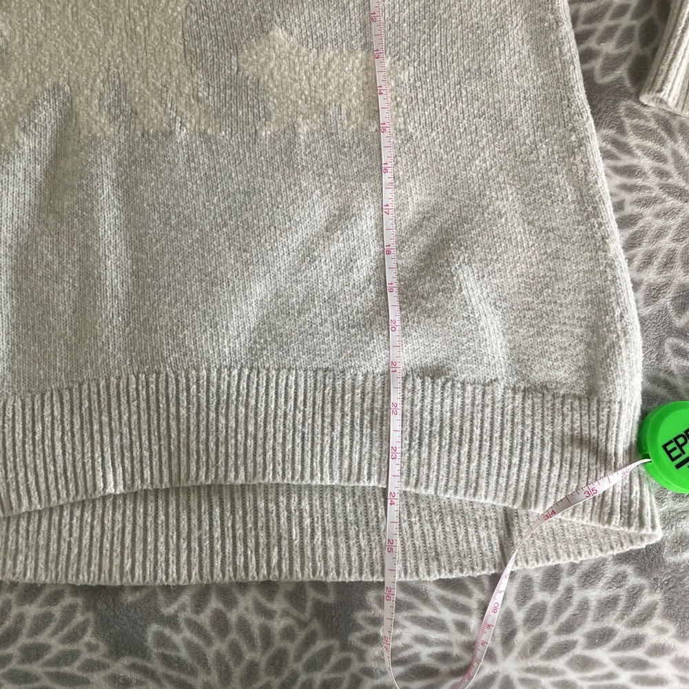 LOFT Knit Mock Neck Sweater sz XS Gray White Sherpa Polar Bear Preppy Clean Girl - Picture 7 of 10